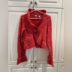 Ladies Red Space Dye Cardigan Size Medium